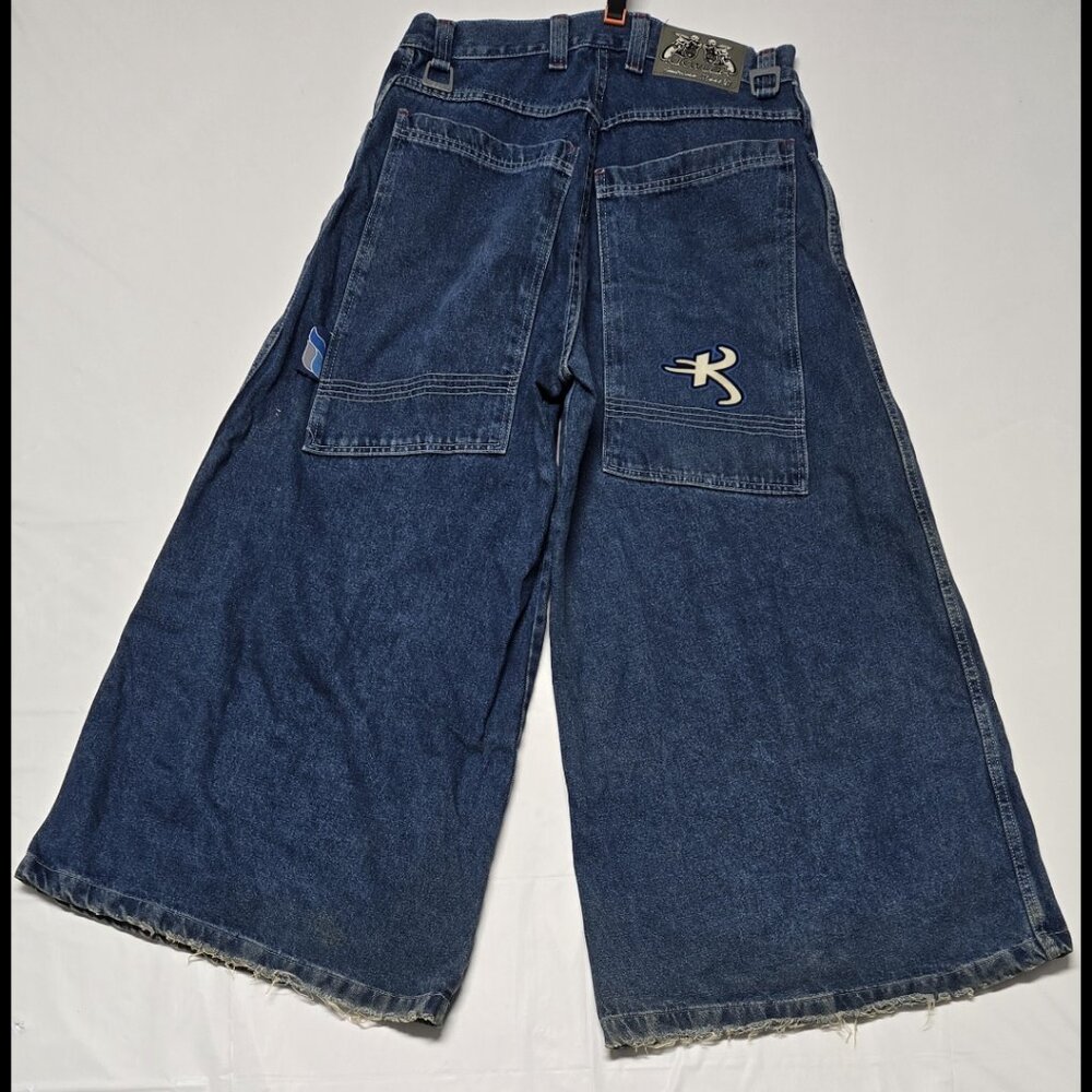 Vintage 90s Kik Wear Jeans USA Made Size 28 Extreme Wide Leg Rave Y2K